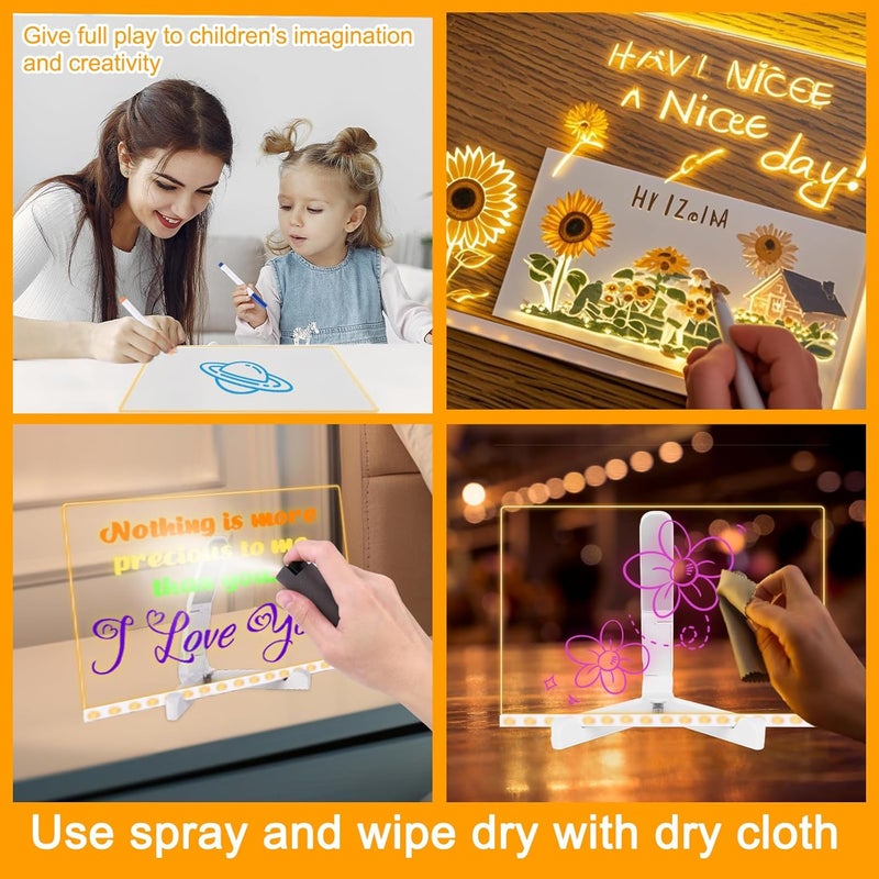 Lufccos Lumiboard Led Drawing Board,11.8 X 7.9” Led Note Board with Colors,Cosmody Led Drawing Board,Erasable Light Up Dry Erase Board,Personalized Birthday Gifts for Women Men, Adjustable Stand,12 Pens - Image 2